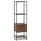Space-Saving 5-Tier Narrow Bookcase with 4 Open Shelves and Hidden Storage Drawer